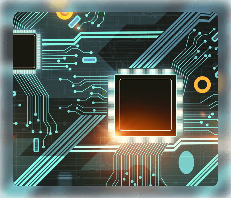 abstract blurred image behind a circuit board