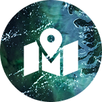an abstract ocean wave texture and a map location icon