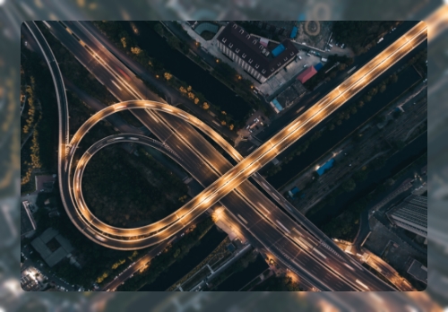 birds eye view of a busy highway