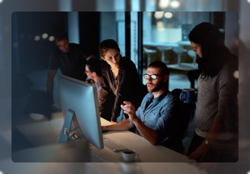 group of people working together at the office